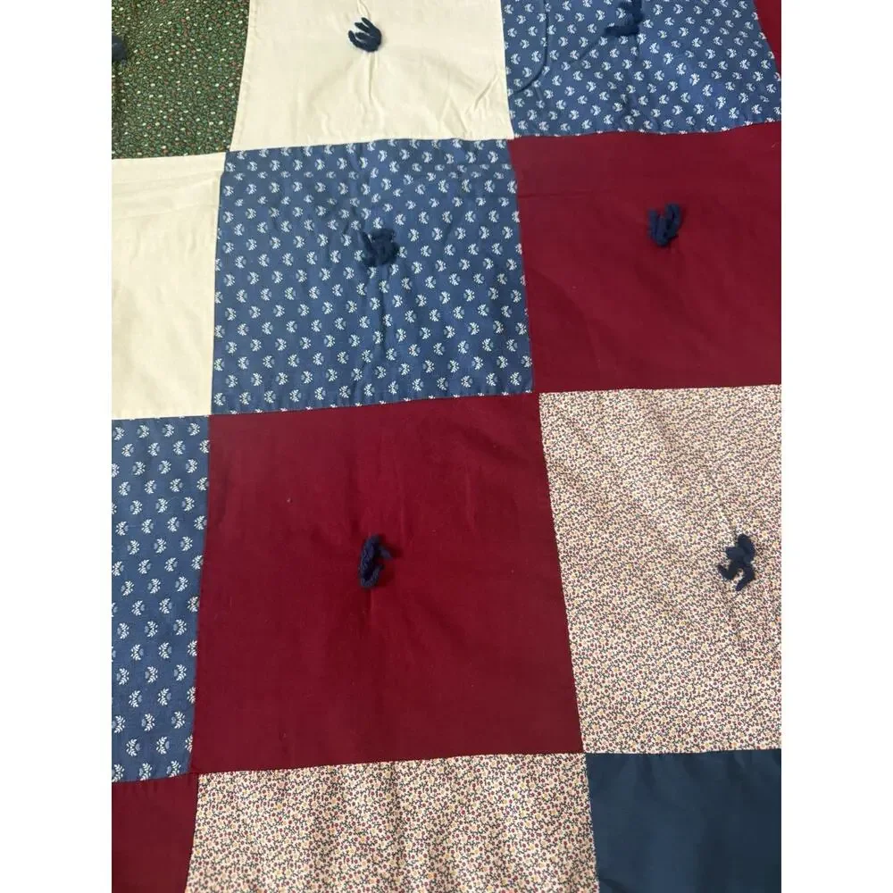 Vintage Handmade Patchwork Quilt Hand Tied Patchwork 76x61